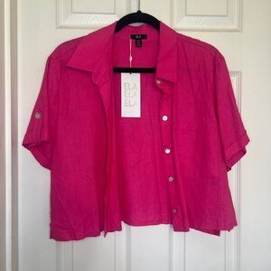 ELA Women's Pink Button-Up Top